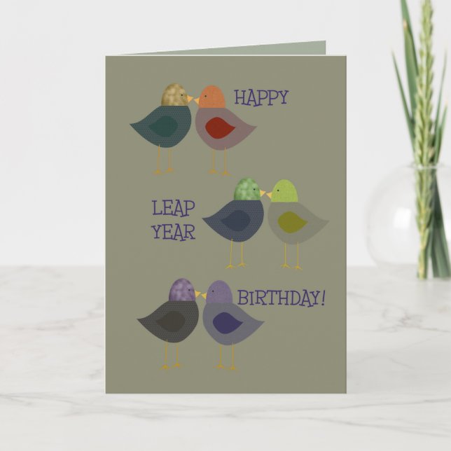 Happy Leap Year Birthday, Chatter Birds Card (Front)
