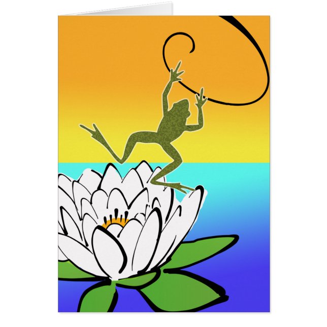 Happy Leap Year Card, Frog and Lotus Blossom (Front)