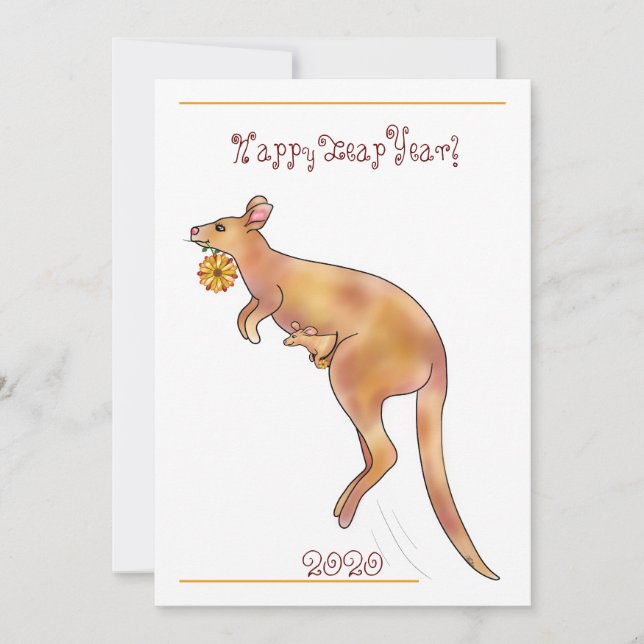 Happy Leap Year Kangaroo | Thank You Card (Front)