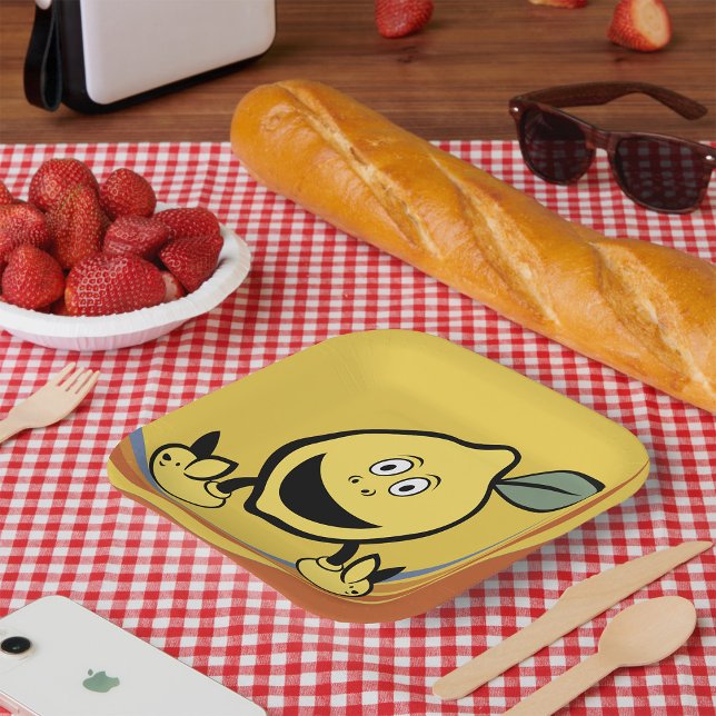 Happy Lemon Face Paper Plate (Creator Uploaded)