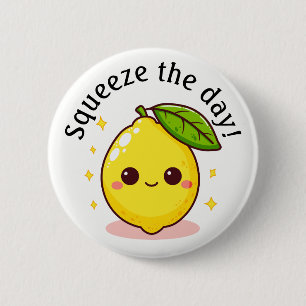 Happy Lemon Squeeze The Day Personalised 6 Cm Round Badge