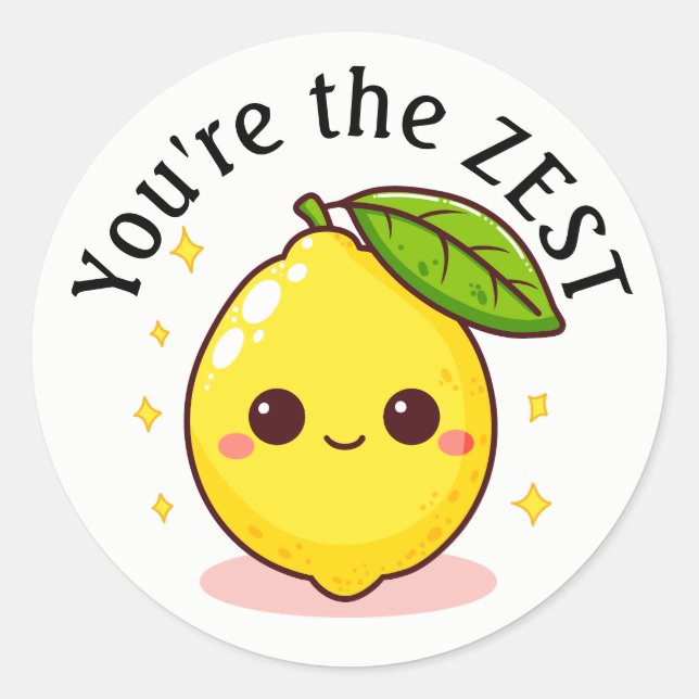 Happy Lemon You're The Zest Personalised Classic Round Sticker (Front)