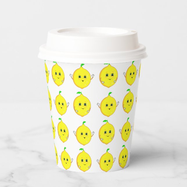Happy Lemons on White Paper Cups (Front)