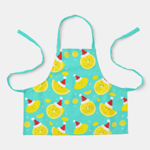 Happy Lemons Santa Hats Christmas Apron