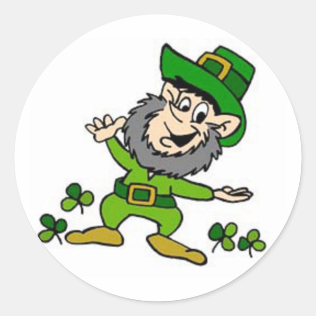 Happy Leprechaun Classic Round Sticker (Front)