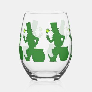 HAPPY LEPRECHAUN STEMLESS WINE GLASS