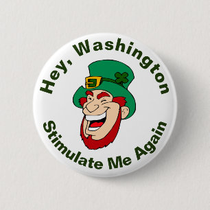Happy Leprechaun Stimulus Bill 6 Cm Round Badge