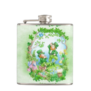 Happy Leprechauns Hip Flask
