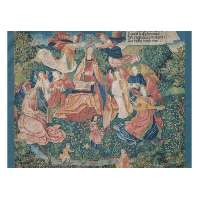 Happy Life in Paradise Garden Medieval Tapestry Tablecloth (Front (Horizontal))