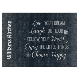 Happy Life Rules Quotes Affirmations Cutting Board