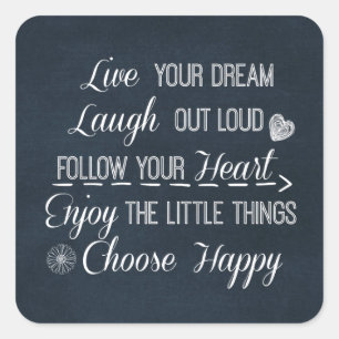 Happy Life Rules Quotes Affirmations Square Sticker