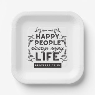 Happy Life with Faith – Proverbs 15:15 Art Paper Plate