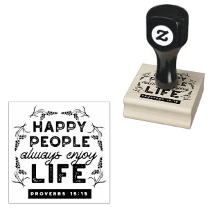 Happy Life with Faith – Proverbs 15:15 Art Rubber Stamp