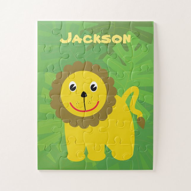 Happy Lion Little Kids Personalised Jigsaw Puzzle (Vertical)