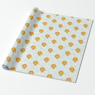 Happy Lion Pattern Cute Modern Wrapping Paper