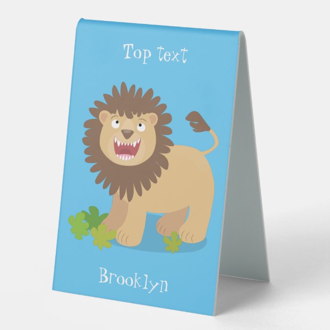 Happy lion roaring cartoon illustration (Front)
