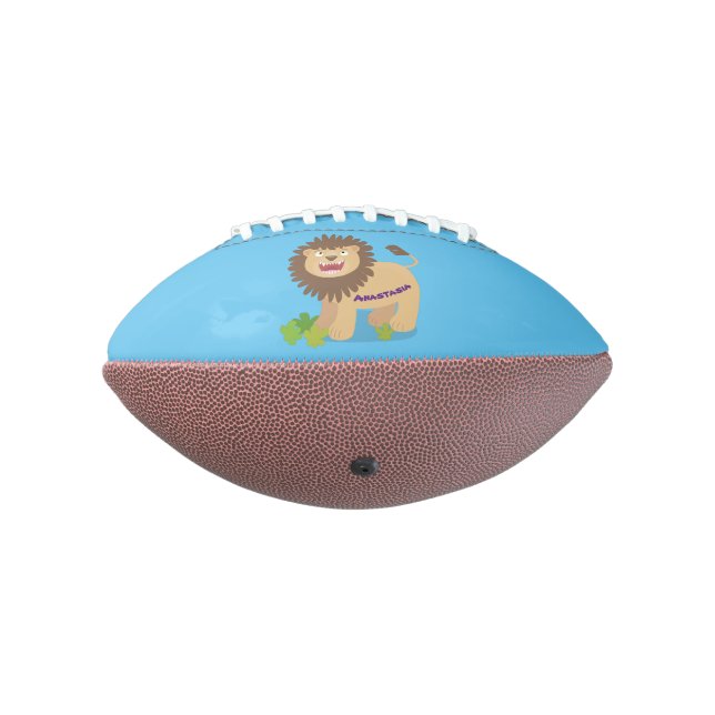 Happy lion roaring cartoon illustration american football (Rotated 270)