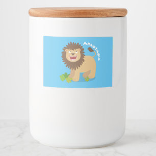 Happy lion roaring cartoon illustration food label