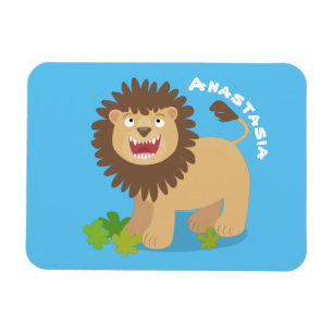 Happy lion roaring cartoon illustration magnet