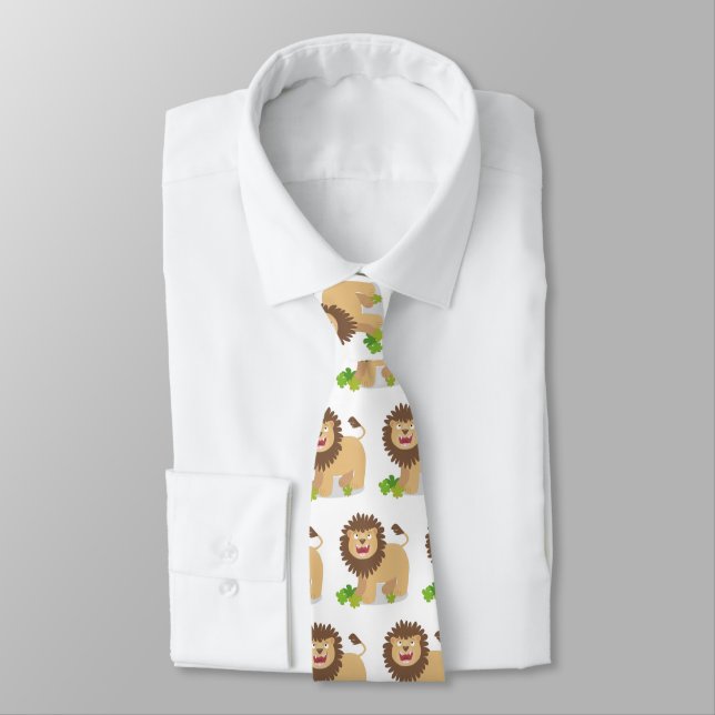 Happy lion roaring cartoon illustration tie (Tied)