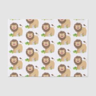 Happy lion roaring cartoon illustration tissue paper