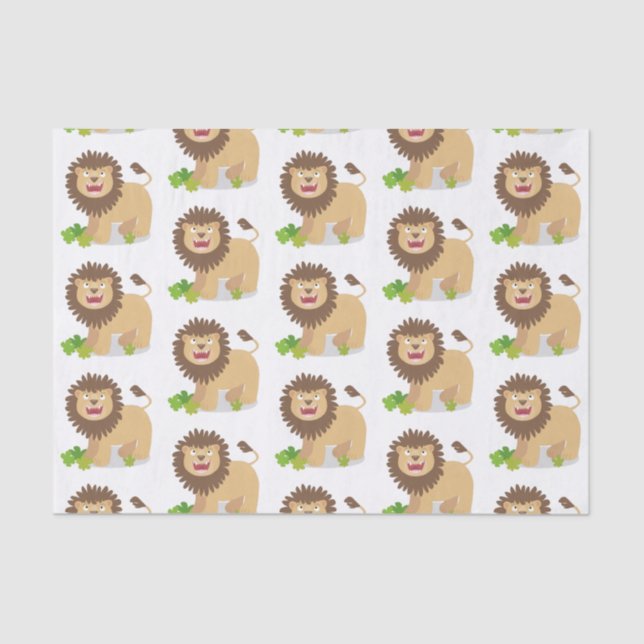 Happy lion roaring cartoon illustration tissue paper (Front)