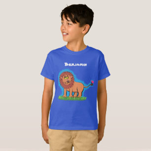Happy lion with butterfly cartoon design T-Shirt
