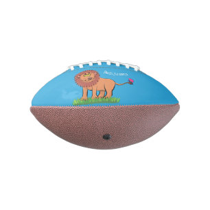 Happy lion with butterfly cartoon illustration american football