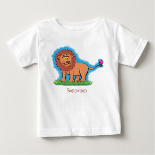 Happy lion with butterfly cartoon illustration baby T-Shirt