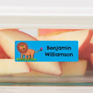 Happy lion with butterfly cartoon personalised