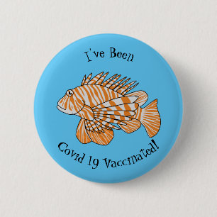 Happy lionfish cartoon illustration 6 cm round badge
