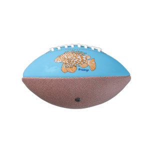 Happy lionfish cartoon illustration  american football