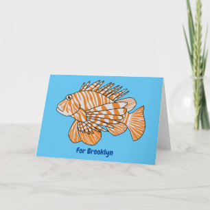 Happy lionfish cartoon illustration card
