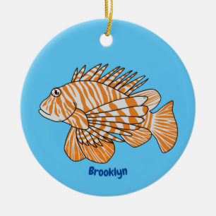 Happy lionfish cartoon illustration ceramic tree decoration
