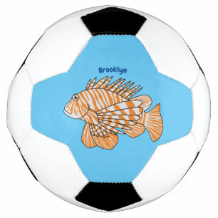 Happy lionfish cartoon illustration football