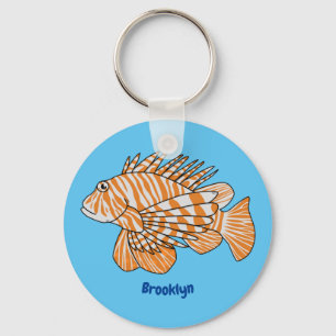 Happy lionfish cartoon illustration key ring