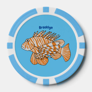 Happy lionfish cartoon illustration poker chips