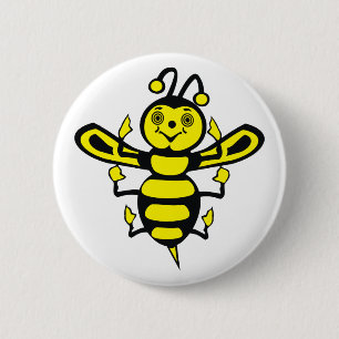 Happy Little Bee 6 Cm Round Badge