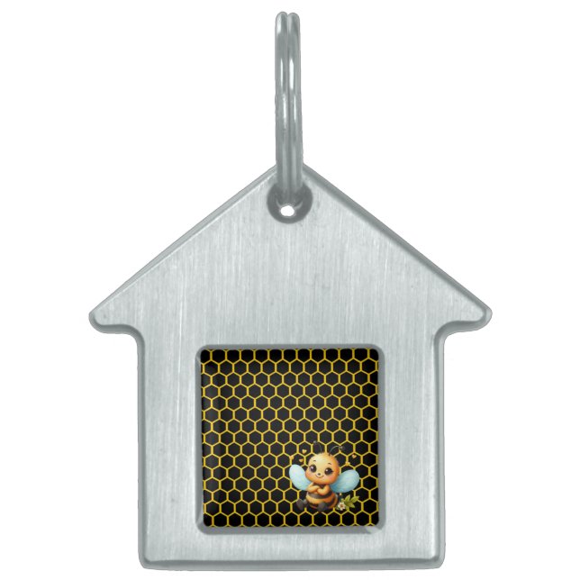 Happy Little Bee Pet ID Tag (Front)