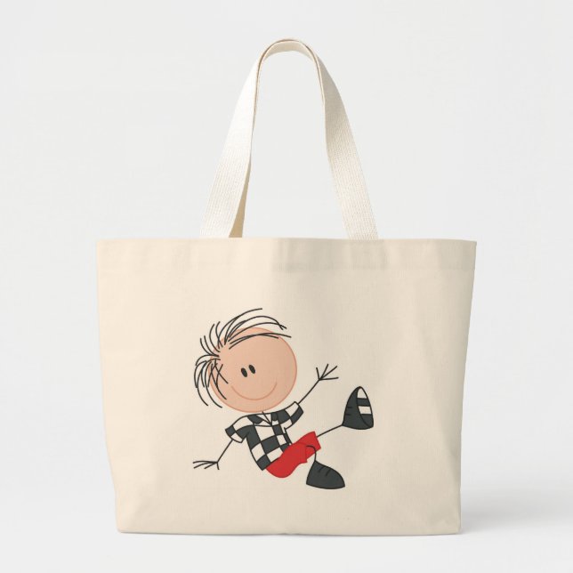 Happy Little Boy Large Tote Bag (Front)