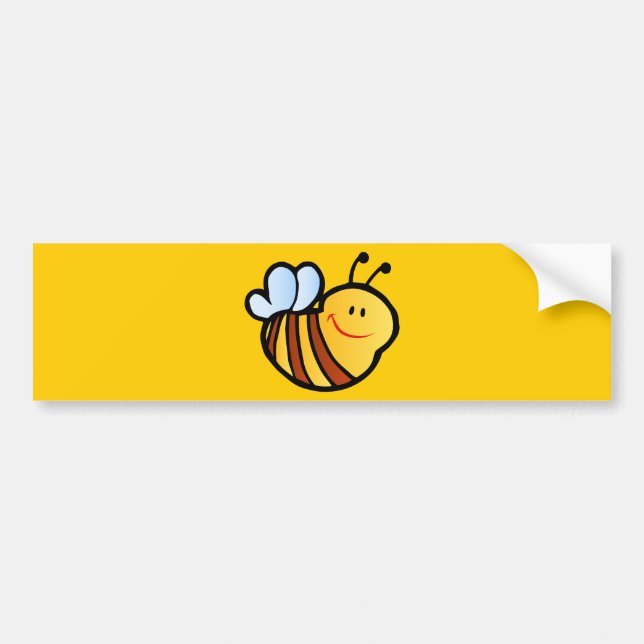HAPPY LITTLE BUMBLEBEE BEE CARTOON CUTE HONEY INSE BUMPER STICKER (Front)