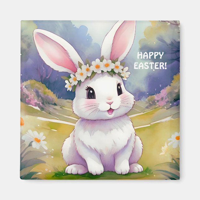 Happy little bunny 2, Easter Magnet (Front)