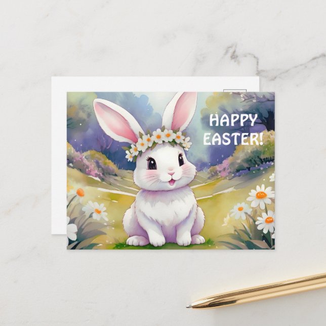 Happy little bunny 2, Easter Postcard (Front/Back In Situ)
