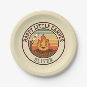 Happy Little Camper Badge Paper Plate