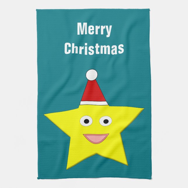 Happy Little Christmas Star Custom Kitchen Towel (Vertical)