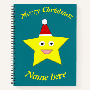 Happy Little Christmas Star Custom Spiral Notebook