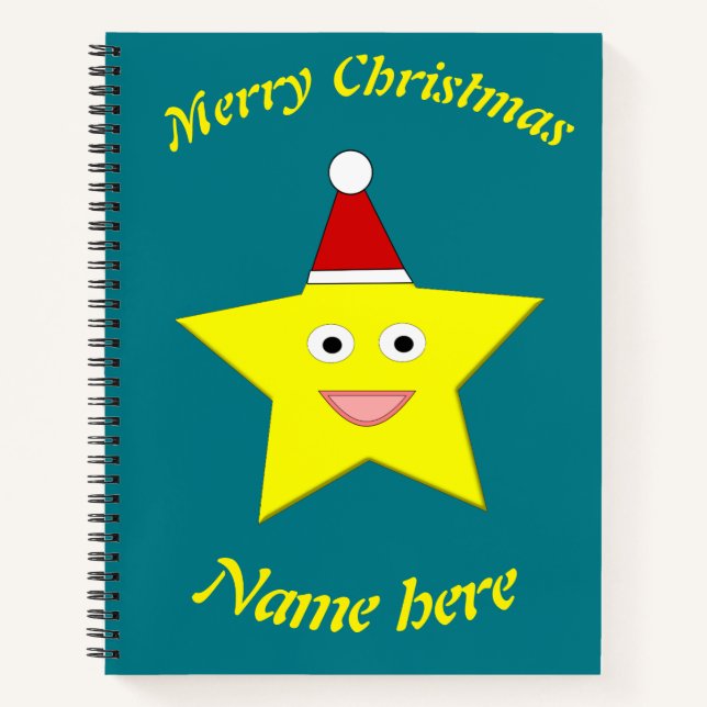 Happy Little Christmas Star Custom Spiral Notebook (Front)