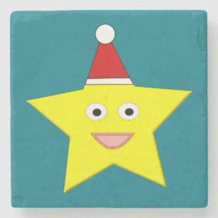 Happy Little Christmas Star Stone Coaster