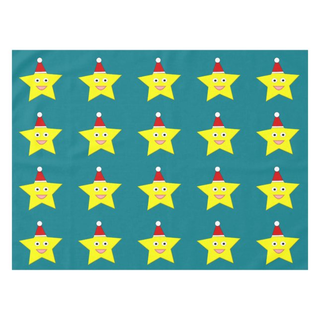 Happy Little Christmas Star Tablecloth (Front (Horizontal))