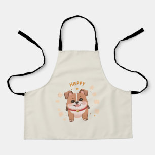 Happy Little Corgi In Hand Drawn Style Apron